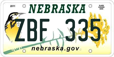 NE license plate ZBF335