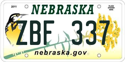 NE license plate ZBF337