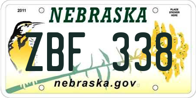 NE license plate ZBF338