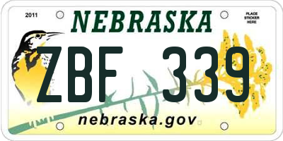 NE license plate ZBF339