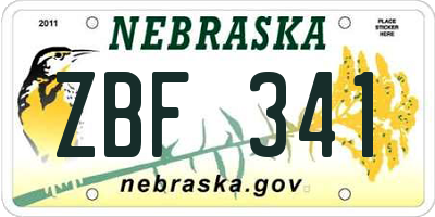 NE license plate ZBF341