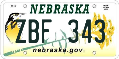 NE license plate ZBF343