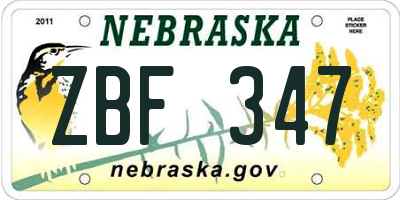 NE license plate ZBF347