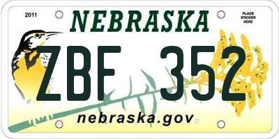 NE license plate ZBF352