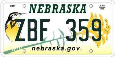NE license plate ZBF359