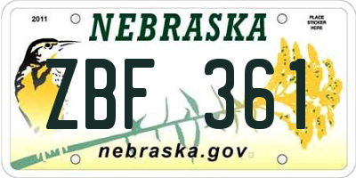NE license plate ZBF361