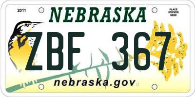 NE license plate ZBF367