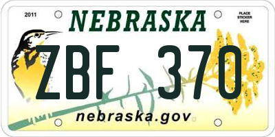 NE license plate ZBF370