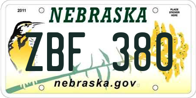 NE license plate ZBF380