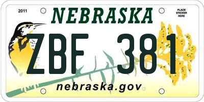 NE license plate ZBF381