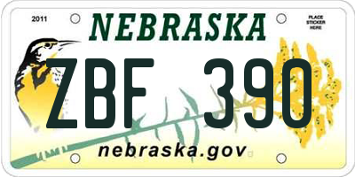 NE license plate ZBF390
