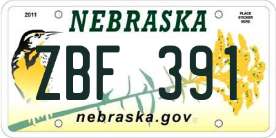 NE license plate ZBF391