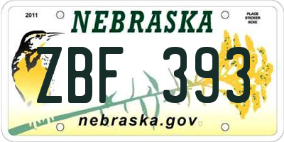 NE license plate ZBF393