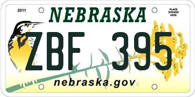 NE license plate ZBF395