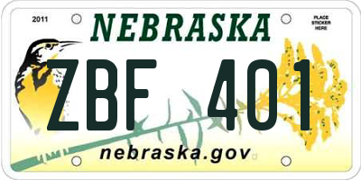 NE license plate ZBF401