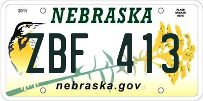 NE license plate ZBF413