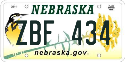 NE license plate ZBF434