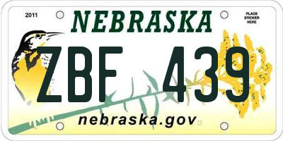 NE license plate ZBF439