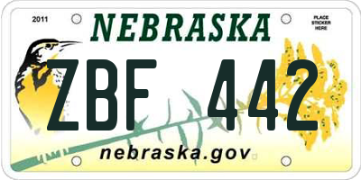 NE license plate ZBF442