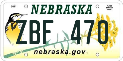 NE license plate ZBF470