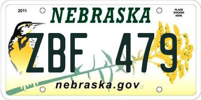 NE license plate ZBF479