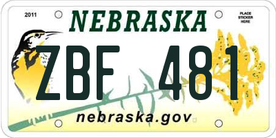 NE license plate ZBF481