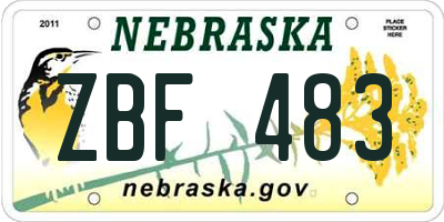 NE license plate ZBF483