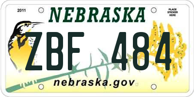 NE license plate ZBF484