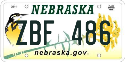 NE license plate ZBF486