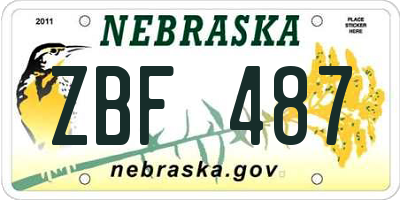 NE license plate ZBF487
