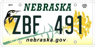 NE license plate ZBF491