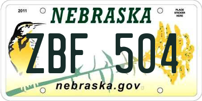 NE license plate ZBF504