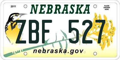 NE license plate ZBF527