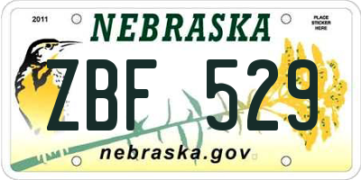 NE license plate ZBF529