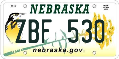 NE license plate ZBF530