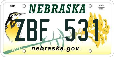 NE license plate ZBF531