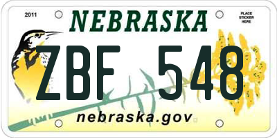 NE license plate ZBF548