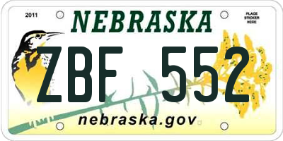 NE license plate ZBF552