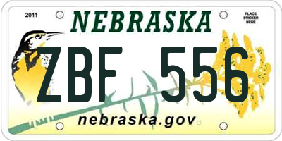 NE license plate ZBF556