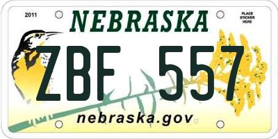 NE license plate ZBF557