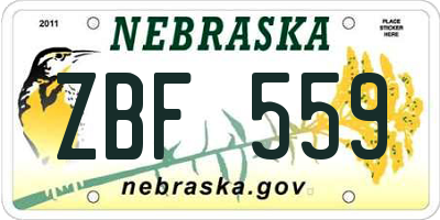 NE license plate ZBF559