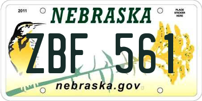 NE license plate ZBF561