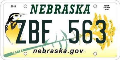 NE license plate ZBF563