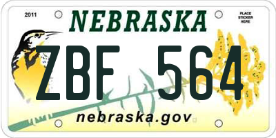 NE license plate ZBF564