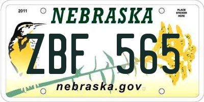 NE license plate ZBF565