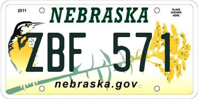 NE license plate ZBF571