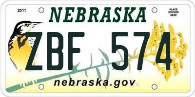 NE license plate ZBF574
