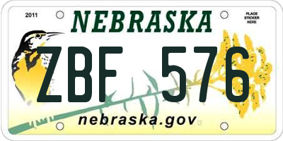 NE license plate ZBF576