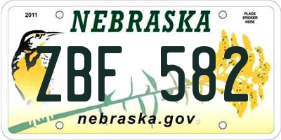 NE license plate ZBF582