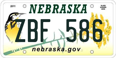 NE license plate ZBF586